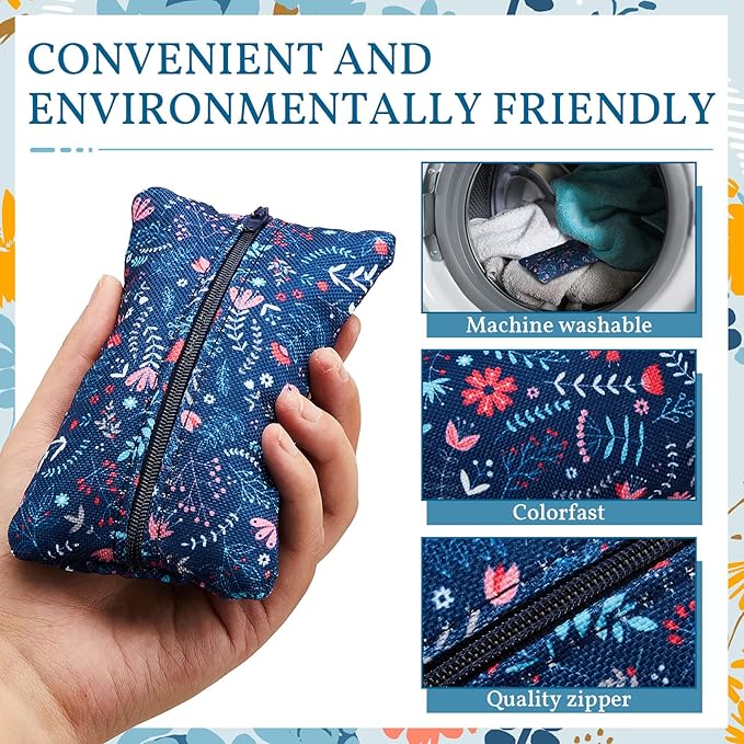 5 Pieces Tissues Purse Pocket Tissue Holder Reusable Travel Pouch Fabric Zipper - Image 5