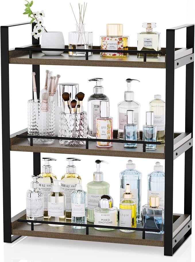 Bathroom Counter Organizer, 3 Tier Wood Countertop Shelf by CeleVista