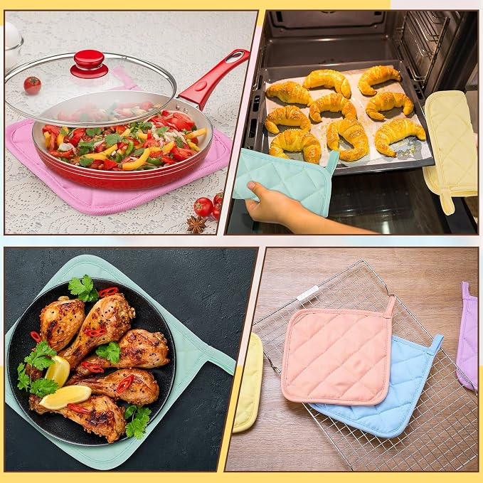 Bokon 12 Pcs Pot Holders for Kitchen, Pastel Potholders Sets, Heat Resistant - Image 4