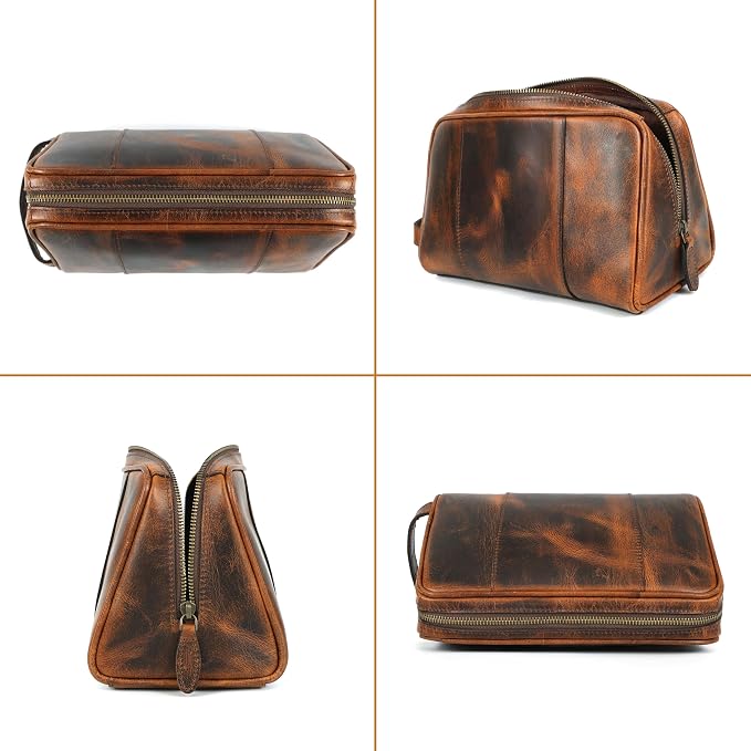 ELIZO Premium REAL Leather Toiletry Bag - Image 7