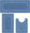 SHACOS Blue Bathroom Rugs Sets 3 Piece, Soft Fluffy Water Absorbent Bathroom by SHACOS