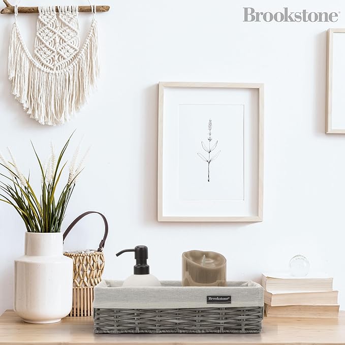 Brookstone Wicker Shelf Storage Basket Decorative Shelf Bin, bathroom - Image 6