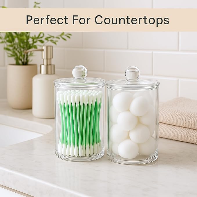 Acrylic Qtip Holder Bathroom Set, Bathroom Containers - Image 3