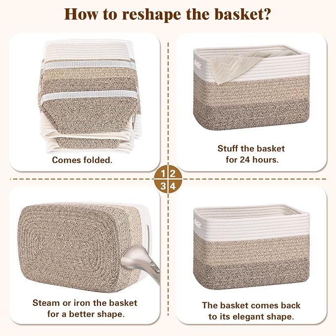 Storage Baskets for Organizing, 4 Pack Baskets for Shelves, Decorative Storage - Image 8