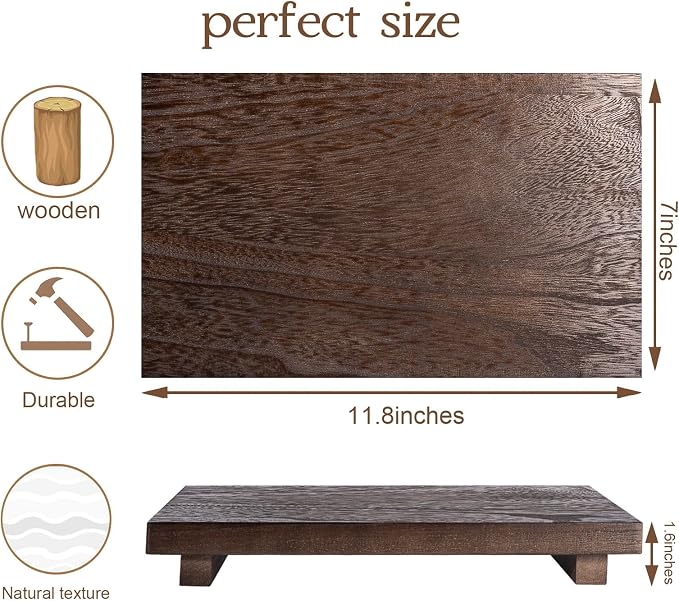zoocatia Small Wood Tray Pedestal Stand Farmhouse Bathroom Decor Decorative - Image 3