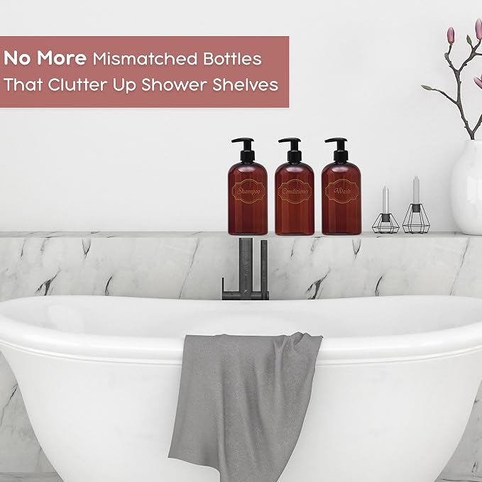 Bottiful Home-16 oz Shampoo, Conditioner, Wash Refillable Empty Plastic Pump - Image 6