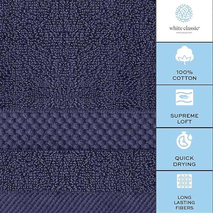 White Classic Luxury Cotton Washcloths 13x13 Inch - Image 7