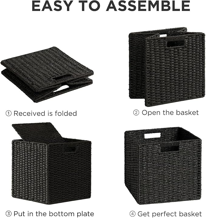 UBBCARE 2 Pack Wicker Basket, 11L×11H×10.5W inch Woven Paper Rope Storage - Image 7