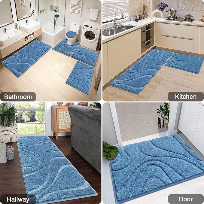 HEBE Bathroom Rugs Sets 5 Piece, Soft Absorbent Microfiber Bath Mat - Image 8