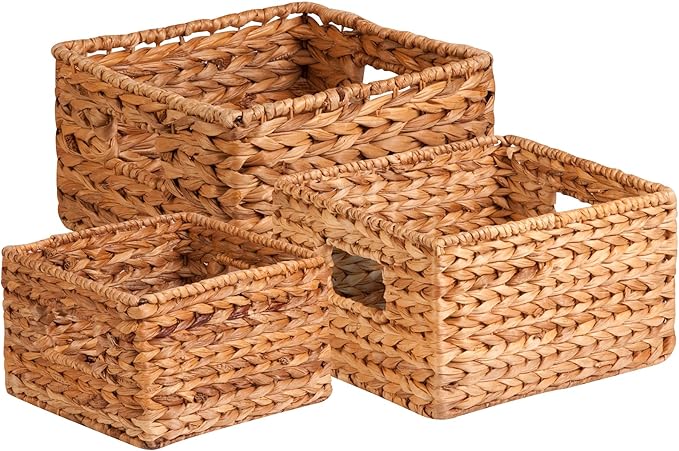 Honey-Can-Do Banana Leaf Storage Baskets –Water Hyacinth Woven Basket, by Honey-Can-Do