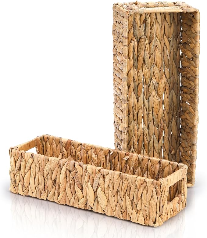 2 Pack Wicker Storage Baskets, Water Hyacinth Holder - Image 4