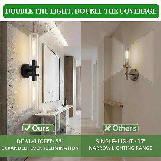 Wall Sconces Set of 2, Hardwired Bathroom Light Fixtures, Modern Bathroom - Image 3