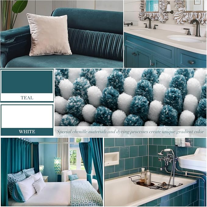BSICPRO Bathroom Rugs and Mats Sets, 2 Piece Thick Absorbent Chenille Bath Mat - Image 3