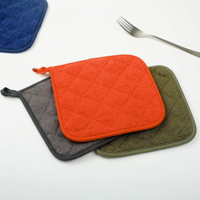 100% Cotton Kitchen Everyday Basic Terry Pot Holder Heat Resistant Coaster - Image 7