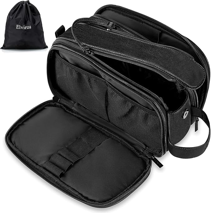 Elviros Travel Toiletry Bag for Men, Shaving Dopp Kit Water-resistant Bathroom by Elviros