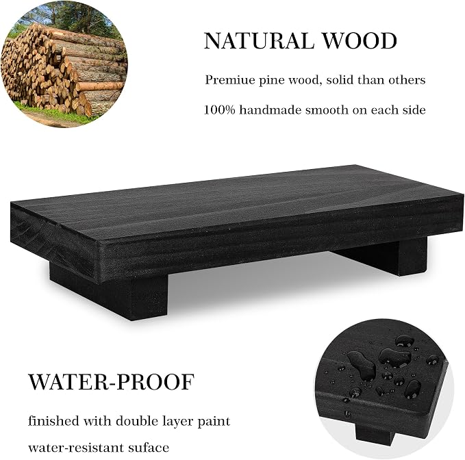 Bathroom Counter Organizer Wood Pedestal Stand Farmhouse Decorative Tray Soap - Image 4