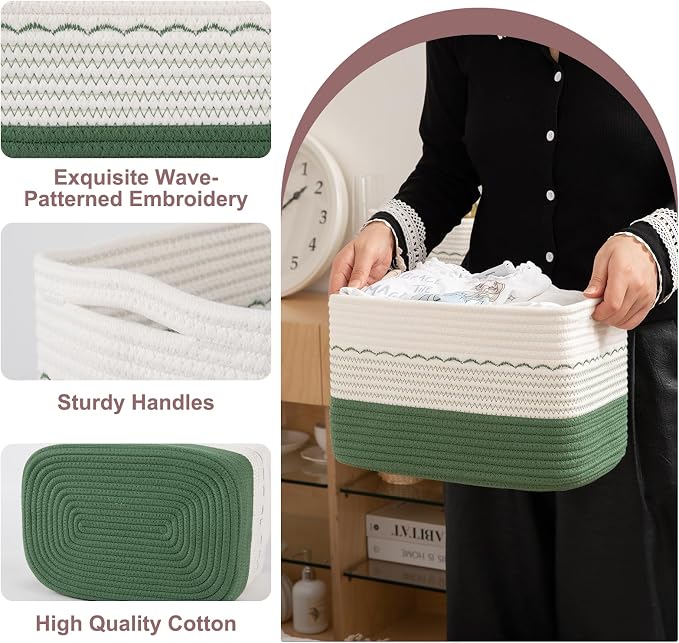 4 Pack Storage Baskets for Organizing, Decorative Cotton Rope Baskets for - Image 6