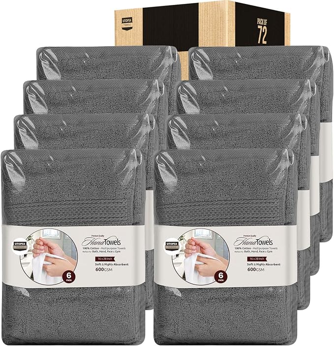 Utopia Towels 72 Pack Premium Hand Towels Set, 16 by 28 inches, 100% Ring Spun by UTOPIATOWELS
