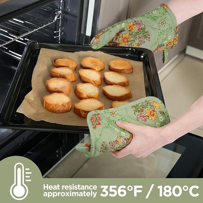 Oven Gloves Heat Resistant Potholder Set Oven Gloves - Image 3