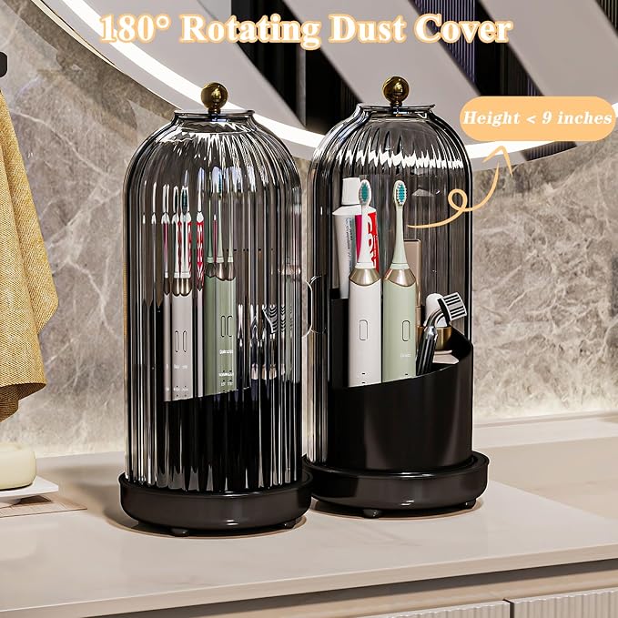 Toothbrush Holders with Cover, Drainage Rotating Electric Toothbrush Organizer - Image 4
