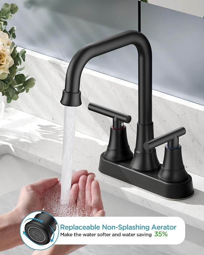 FORIOUS RV Bathroom Sink Faucet 2 or 3 Hole Matte Black, 4 Inch Cenerset - Image 2
