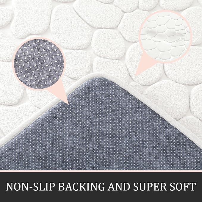 YIHOUSE Bathroom Rugs Mat Set 3 Piece White, Memory Foam Bath Mats Sets - Image 3