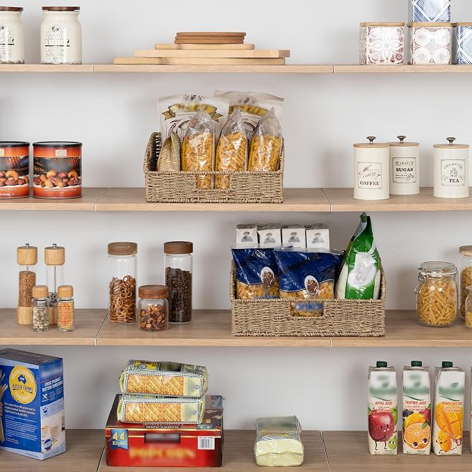 StorageWorks Pantry Baskets for Organizing, Seagrass Storage Baskets for Shelves - Image 3
