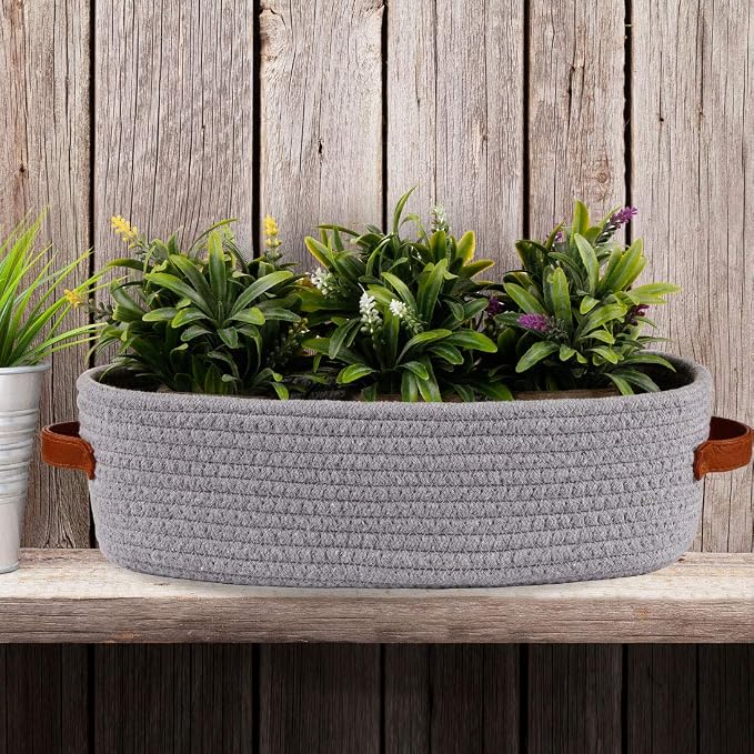 2 Pack Cotton Rope Small Woven Basket, Toilet Paper Basket, Room Storage Basket - Image 5
