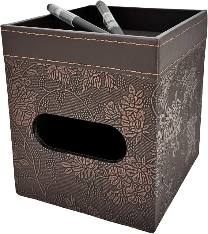 PU Leather Tissue Box Cover Square, Modern Tissue Holder - Image 2