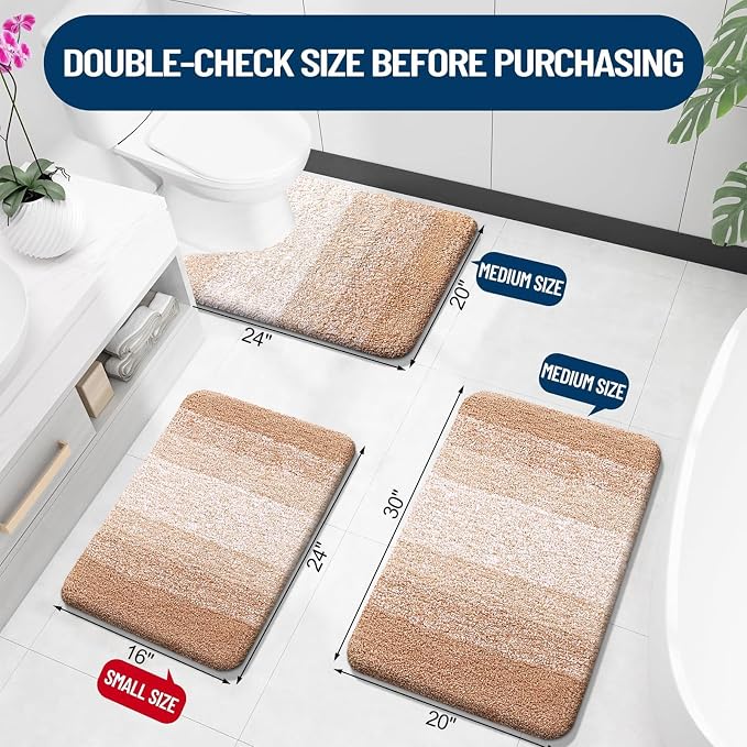 OLANLY Bathroom Rugs Sets 3 Piece, Soft Absorbent Microfiber Bath Mats and - Image 3