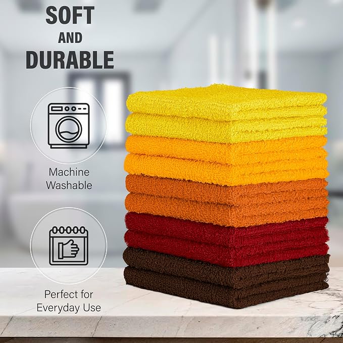 DecorRack 20 Pack 100% Cotton Wash Cloth, Luxurious Soft, 12 x 12 inch Ultra - Image 3