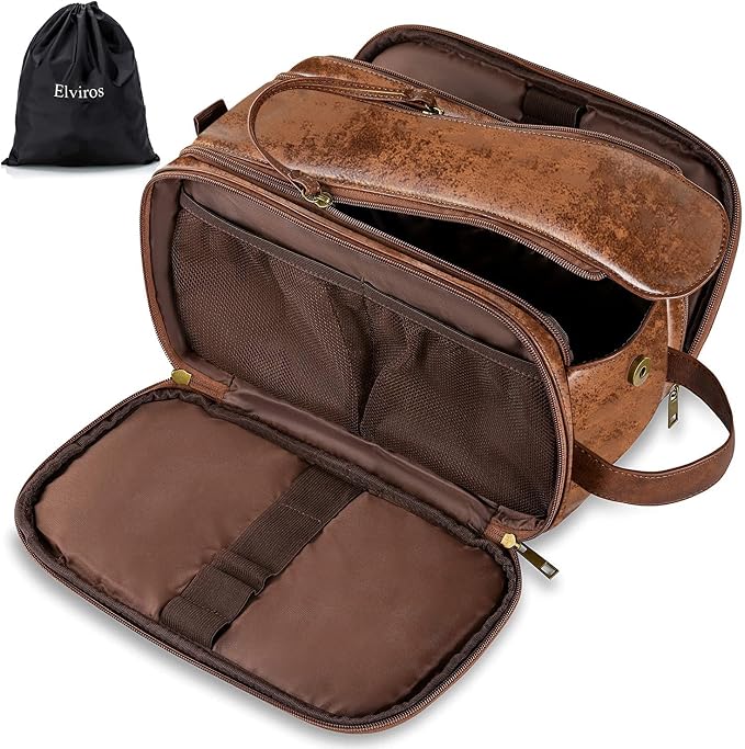 Elviros Toiletry Bag for Men, Large Travel Shaving Dopp Kit Water-resistant by Elviros