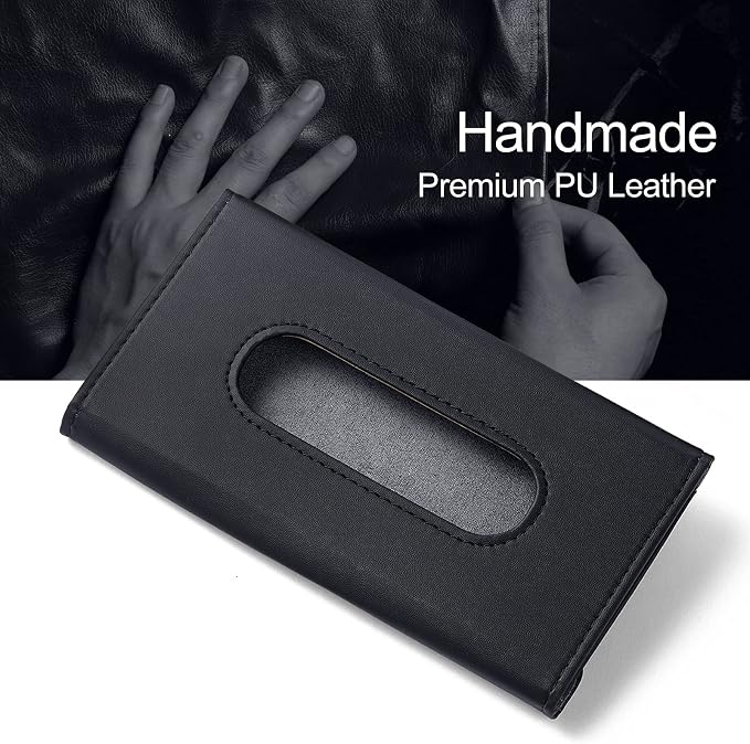 Car Tissue Holder, Upgraded Version Hanging Tissue Holder in Car, Premium PU - Image 2