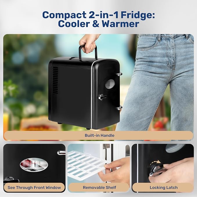 YSSOA Mini Fridge with Observation Window 4-Liter Six 12 oz Cans Portable - Image 6