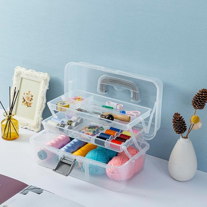 MyGift 13 Inch Transparent Plastic Empty Multipurpose Storage Box - Image 2