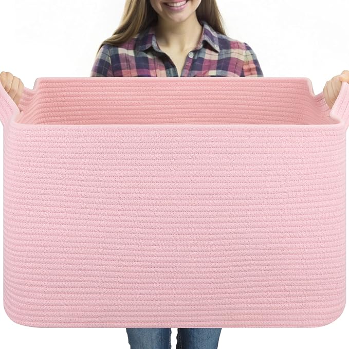 95L Extra Large Blanket Basket, Rectangle Nursery Blanket Storage by OIASKET