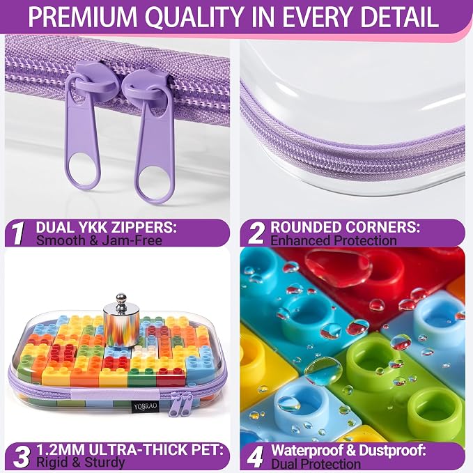 6 Pack Clear Hard Shell Zipper Case, Hard Plastic Organizer Pouches - Image 5