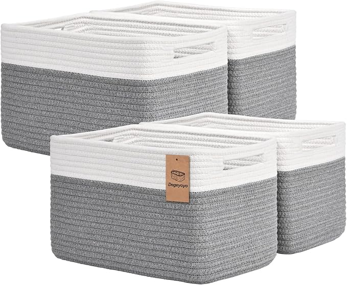 Storage Baskets for Organizing, 4 Pack Baskets for Shelves, Decorative Storage by Degeyoyo