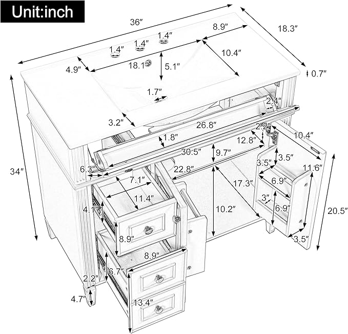 Harper & Bright Designs 36" Bathroom Vanity - Image 2