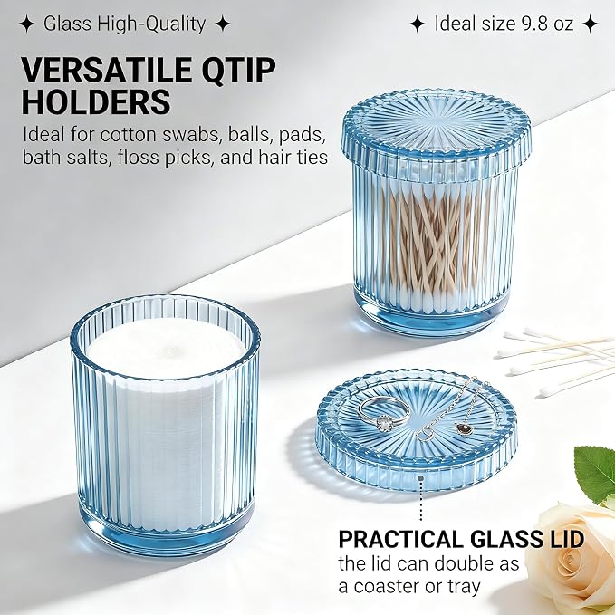 2 Pack Glass Qtip Holder Dispenser Set - Image 4