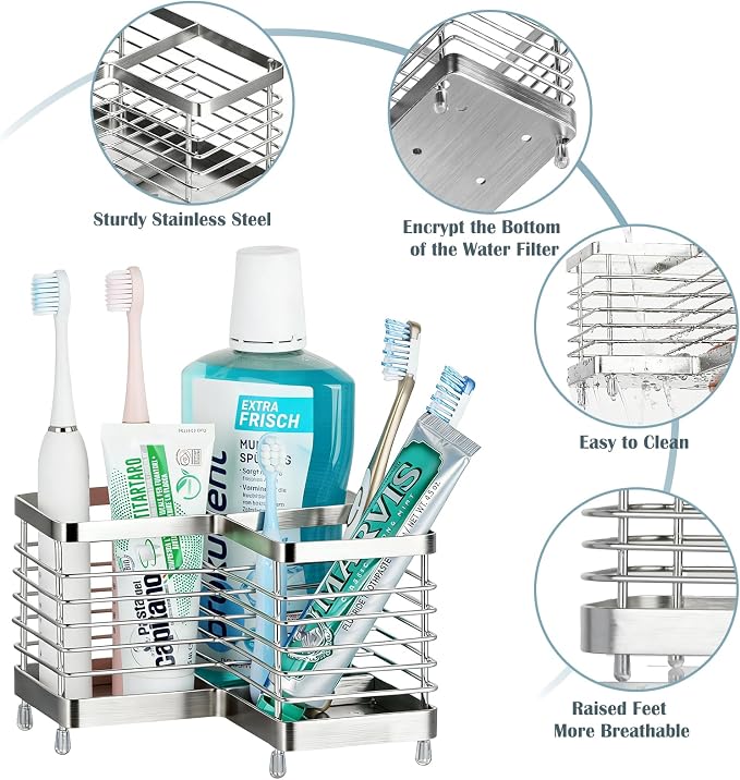 MYITYARD Toothbrush Holders for Bathrooms, Stainless Steel Electric Toothbrush - Image 3