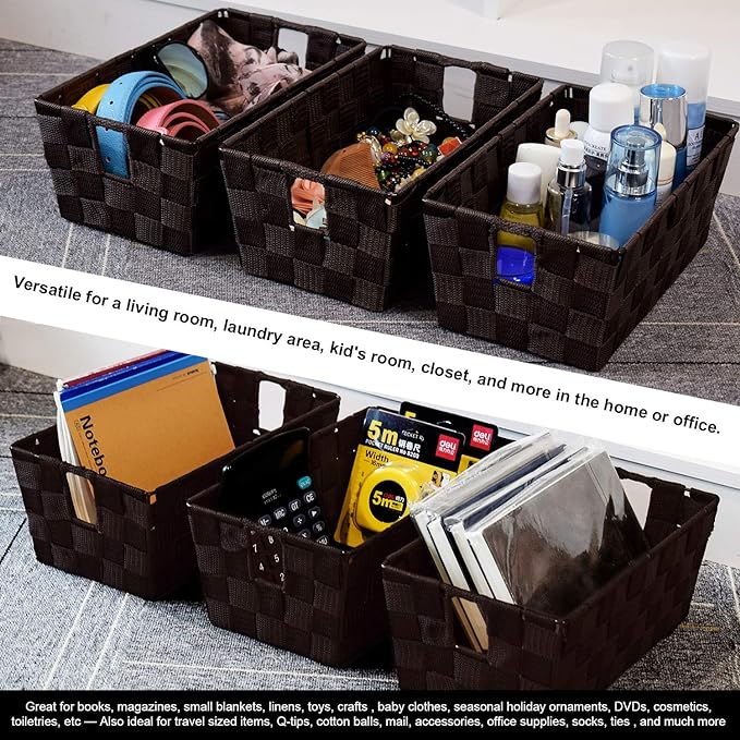 homyfort Woven Shelf Storage Tote Basket Bins Container, Storage Boxes Cube - Image 2
