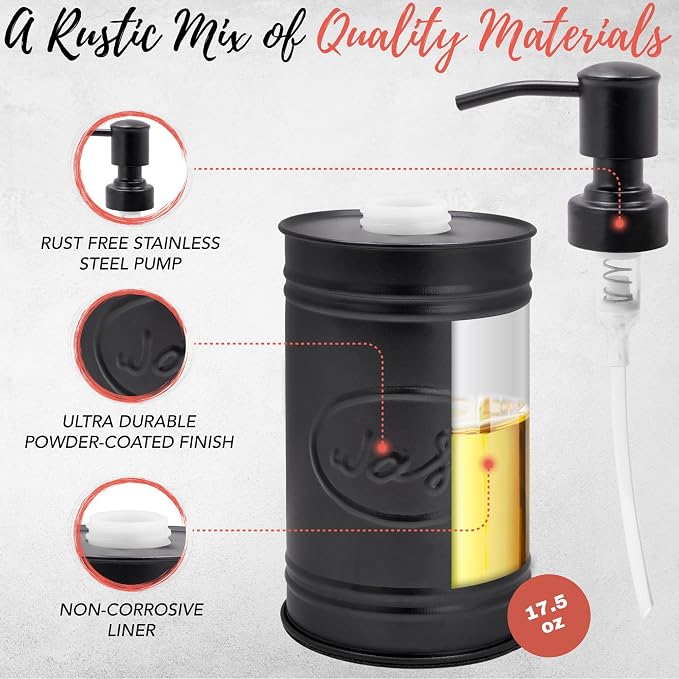 Autumn Alley Rustic Bathroom Accessories Set Black Farmhouse Soap Dispenser - Image 5