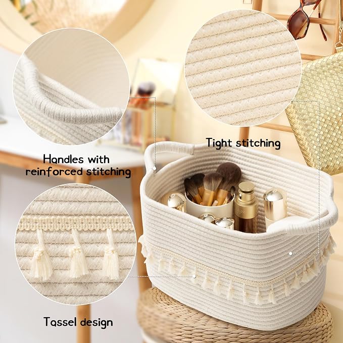 TeoKJ White Cotton Rope Baskets - Image 3