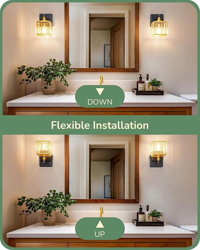 EDISHINE Wall Sconces Set of Two, Bathroom Light Fixtures - Image 3