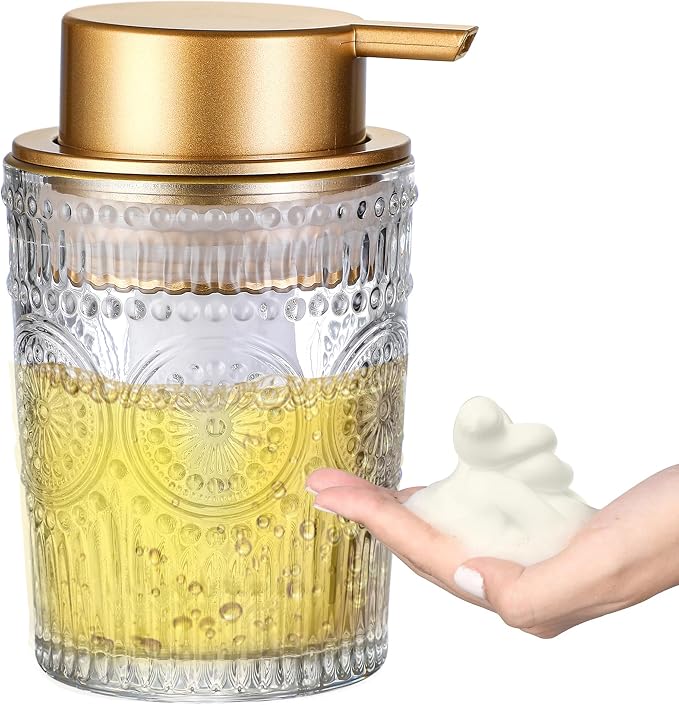 8 Oz Glass Foam Soap Dispenser, Refillable Round Foaming Lotion Dispensing by MKLZ