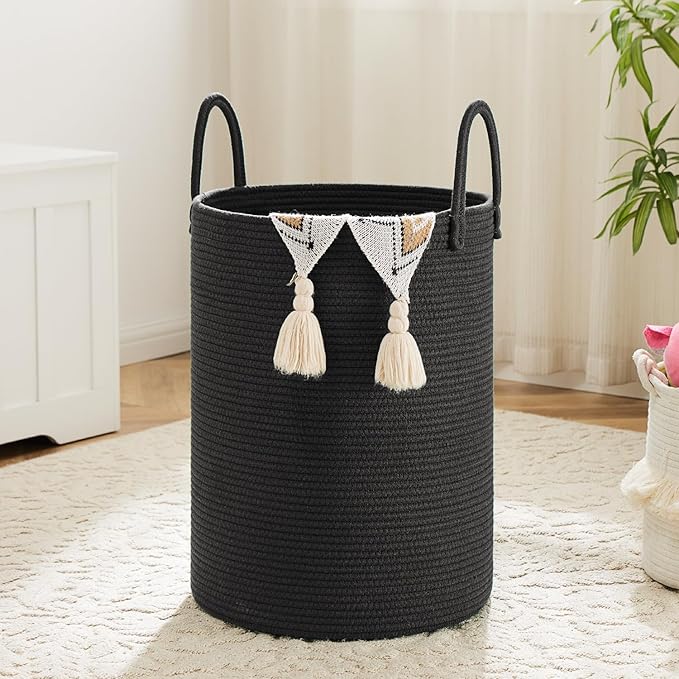 Laundry Basket, Woven Cotton Rope Laundry Hamper, 60L by Artfeel