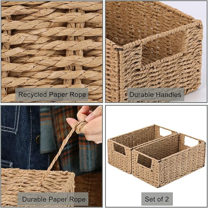 Vagusicc Wicker Storage Basket, Small Storage Baskets - Image 4