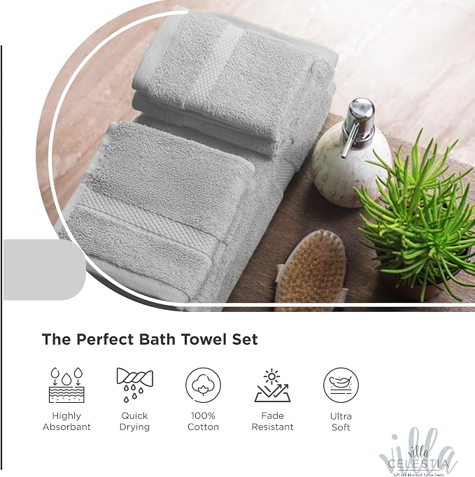 100% Cotton Bath Towel Set of 18-4 Bath Towels, 6 Hand Towels, 8 Wash Cloths - Image 3