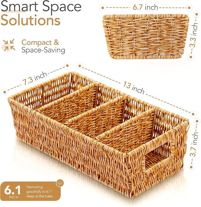 Nature-Inspired Rattan Pantry Organizer Baskets Set of 2 - Image 2